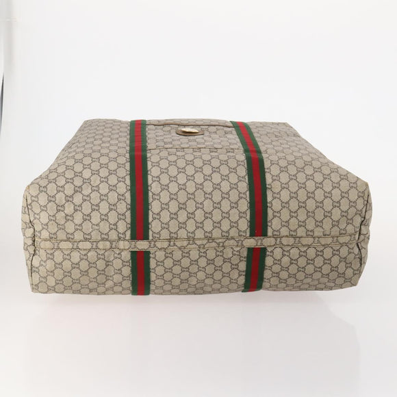 GUCCI GG Supreme GG Plus Supreme Web Sherry Line Bag PVC 3 Set Beige Auth gh2144