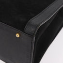 GUCCI Bamboo Hand Bag Suede Black Gold 002 1096 0260 Auth gh2145-12