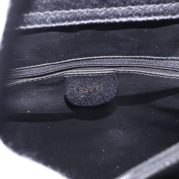 GUCCI Bamboo Hand Bag Suede Black Gold 002 1096 0260 Auth gh2145