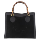 GUCCI Bamboo Hand Bag Suede Black Gold 002 1096 0260 Auth gh2145-2