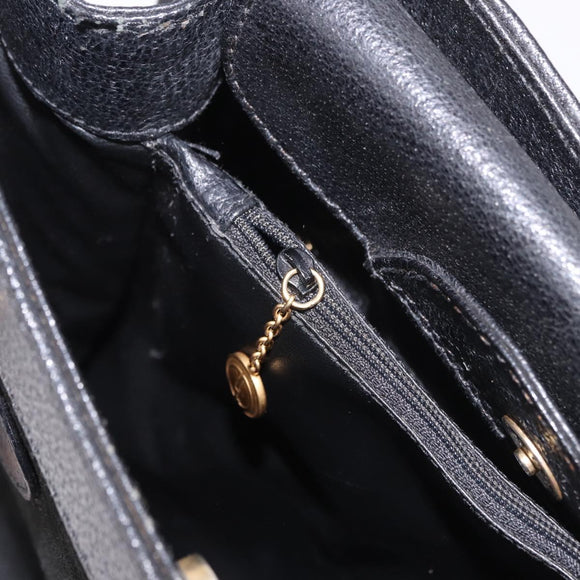 GUCCI Bamboo Hand Bag Suede Black Gold 002 1096 0260 Auth gh2145