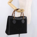 GUCCI Bamboo Hand Bag Suede Black Gold 002 1096 0260 Auth gh2145-27