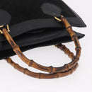 GUCCI Bamboo Hand Bag Suede Black Gold 002 1096 0260 Auth gh2145-7