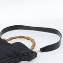 GUCCI Bamboo Hand Bag Nylon 2way Black Silver 001 1577 2615 Auth gh2147-14