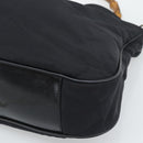 GUCCI Bamboo Hand Bag Nylon 2way Black Silver 001 1577 2615 Auth gh2147-15
