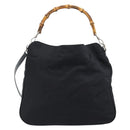 GUCCI Bamboo Hand Bag Nylon 2way Black Silver 001 1577 2615 Auth gh2147-2