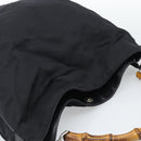GUCCI Bamboo Hand Bag Nylon 2way Black Silver 001 1577 2615 Auth gh2147-6