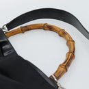 GUCCI Bamboo Hand Bag Nylon 2way Black Silver 001 1577 2615 Auth gh2147-8