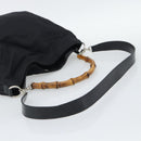 GUCCI Bamboo Hand Bag Nylon 2way Black Silver 001 1577 2615 Auth gh2147-9