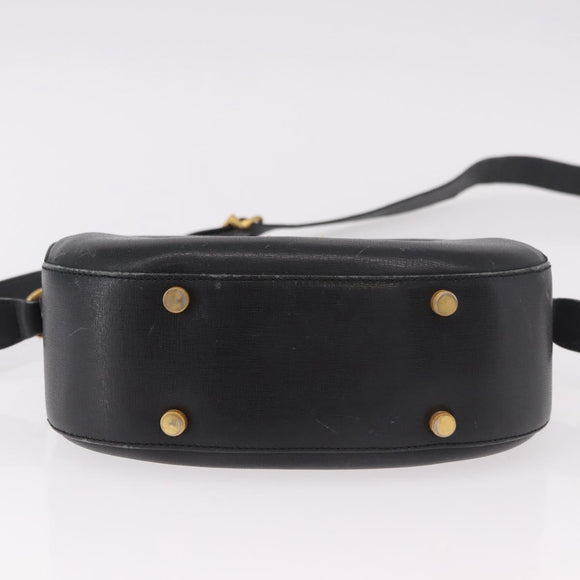 Salvatore Ferragamo Shoulder Bag Leather Black Gold Auth gh2148