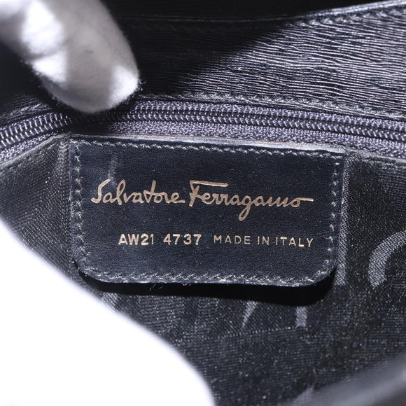 Salvatore Ferragamo Shoulder Bag Leather Black Gold Auth gh2148
