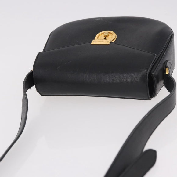 Salvatore Ferragamo Shoulder Bag Leather Black Gold Auth gh2148