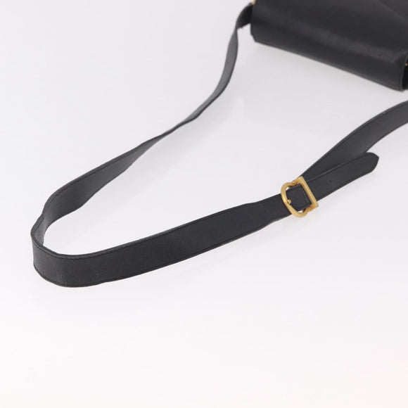 Salvatore Ferragamo Shoulder Bag Leather Black Gold Auth gh2148