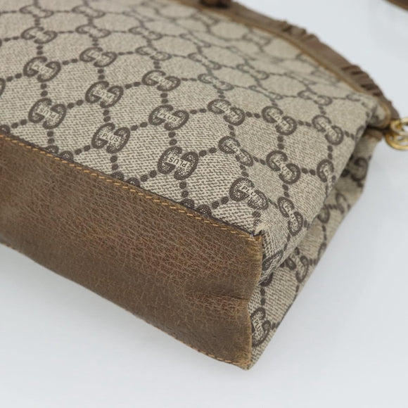 GUCCI GG Plus Supreme Shoulder Bag PVC Beige Gold Auth gh2149