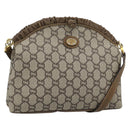 GUCCI GG Plus Supreme Shoulder Bag PVC Beige Gold Auth gh2149-1