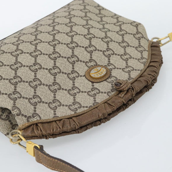 GUCCI GG Plus Supreme Shoulder Bag PVC Beige Gold Auth gh2149