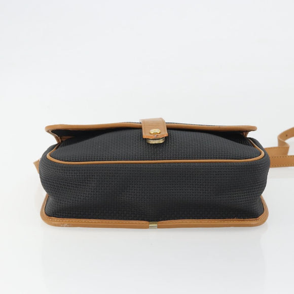 SAINT LAURENT Shoulder Bag PVC Canvas Black Gold Auth gh2150