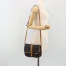 SAINT LAURENT Shoulder Bag PVC Canvas Black Gold Auth gh2150-24