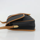 SAINT LAURENT Shoulder Bag PVC Canvas Black Gold Auth gh2150-5