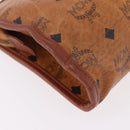 MCM Logogram Vicetos Clutch Bag PVC Leather Brown Gold Auth gh2154-15