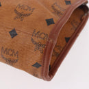 MCM Logogram Vicetos Clutch Bag PVC Leather Brown Gold Auth gh2154-16