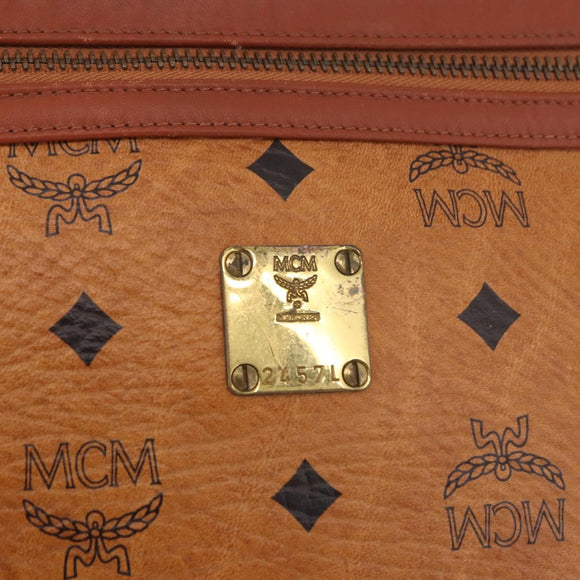 MCM Logogram Vicetos Clutch Bag PVC Leather Brown Gold Auth gh2154
