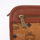 MCM Logogram Vicetos Clutch Bag PVC Leather Brown Gold Auth gh2154-17
