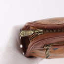 MCM Logogram Vicetos Clutch Bag PVC Leather Brown Gold Auth gh2154-8