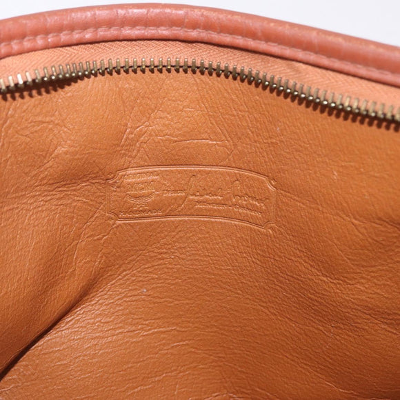 MCM Logogram Vicetos Clutch Bag PVC Leather Brown Gold Auth gh2154