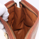 MCM Logogram Vicetos Clutch Bag PVC Leather Brown Gold Auth gh2154-19