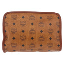 MCM Logogram Vicetos Clutch Bag PVC Leather Brown Gold Auth gh2154-2