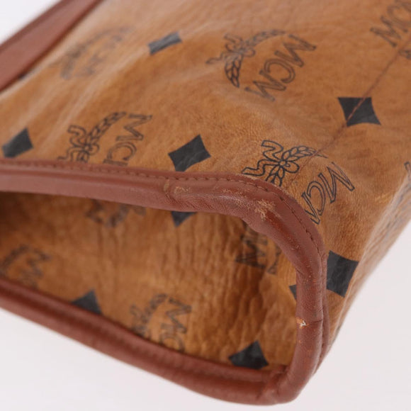 MCM Logogram Vicetos Clutch Bag PVC Leather Brown Gold Auth gh2154