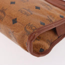 MCM Logogram Vicetos Clutch Bag PVC Leather Brown Gold Auth gh2154-14