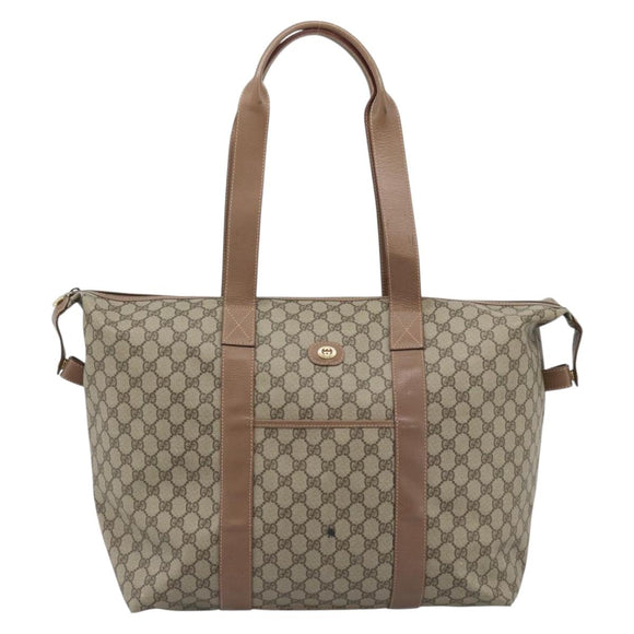 GUCCI GG Supreme Boston Bag Beige Gold 012 1095 6080 Auth gh2155