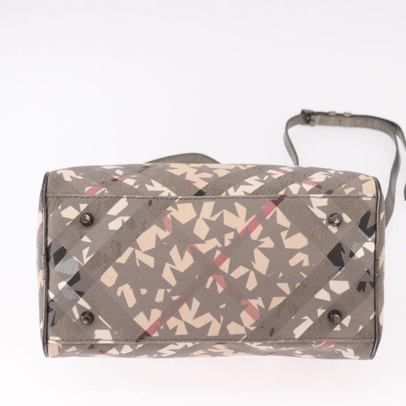 BURBERRY Nova Check Hand Bag PVC 2way Beige Auth gh2159A