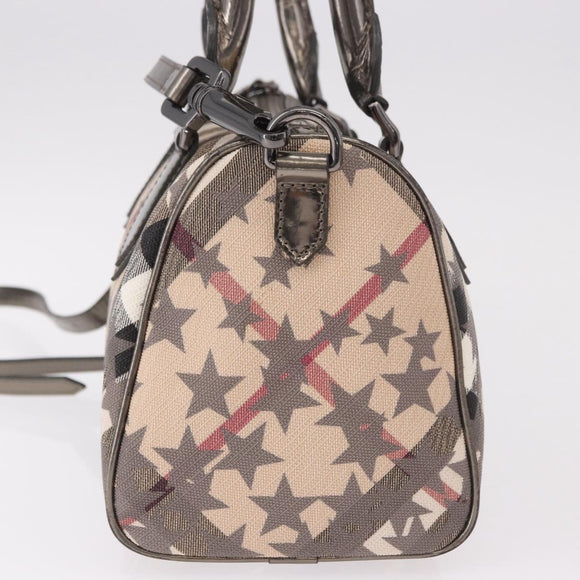 BURBERRY Nova Check Hand Bag PVC 2way Beige Auth gh2159A