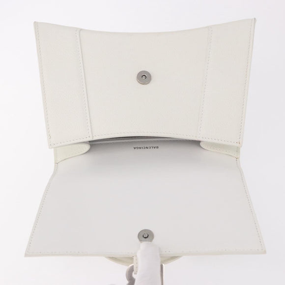 BALENCIAGA Hand Bag Leather White Silver 593546 Auth gh2160A