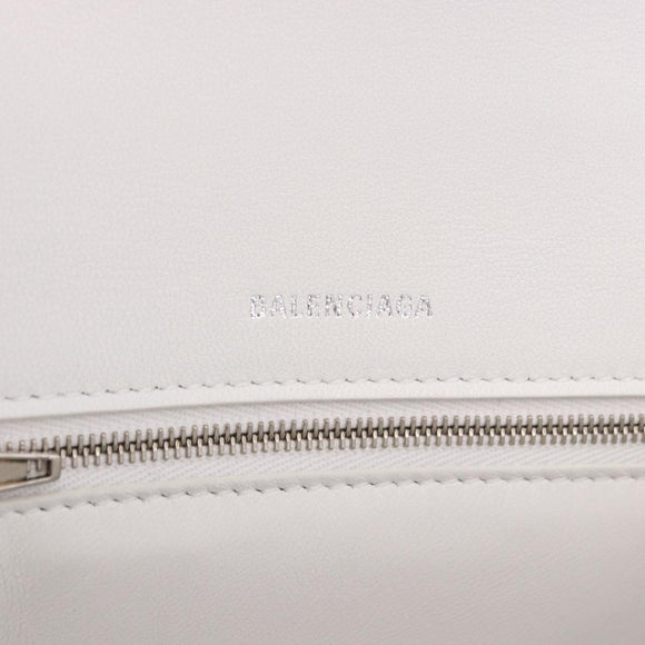 BALENCIAGA Hand Bag Leather White Silver 593546 Auth gh2160A