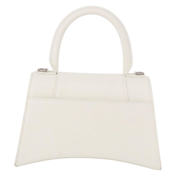 BALENCIAGA Hand Bag Leather White Silver 593546 Auth gh2160A