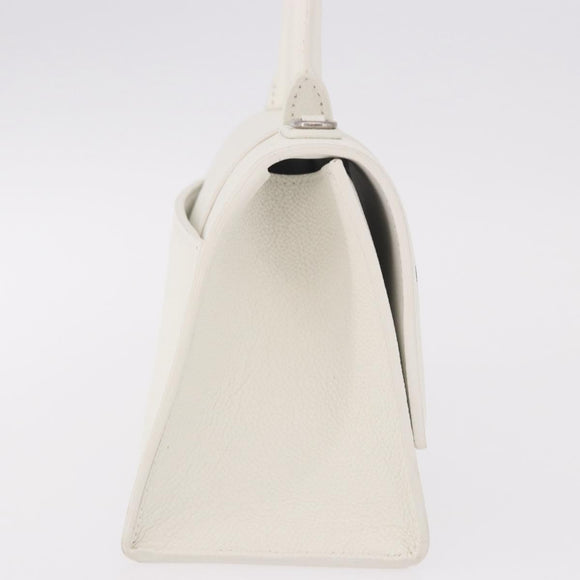 BALENCIAGA Hand Bag Leather White Silver 593546 Auth gh2160A
