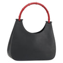 GUCCI Bamboo Hand Bag Leather Black Red Silver 001 3739 Auth gh2164A-1