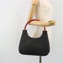 GUCCI Bamboo Hand Bag Leather Black Red Silver 001 3739 Auth gh2164A-22