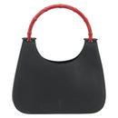 GUCCI Bamboo Hand Bag Leather Black Red Silver 001 3739 Auth gh2164A-3