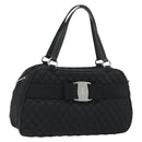Salvatore Ferragamo Hand Bag Nylon Black Silver Auth gh2165A-1