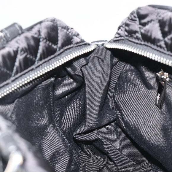 Salvatore Ferragamo Hand Bag Nylon Black Silver Auth gh2165A