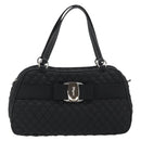 Salvatore Ferragamo Hand Bag Nylon Black Silver Auth gh2165A-13