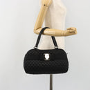 Salvatore Ferragamo Hand Bag Nylon Black Silver Auth gh2165A-23
