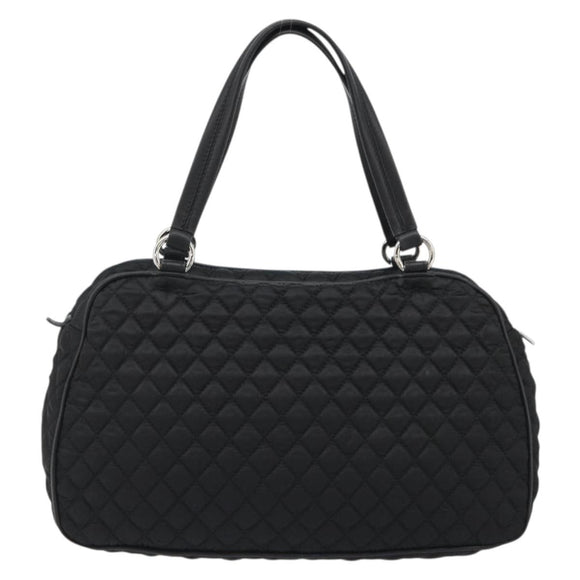 Salvatore Ferragamo Hand Bag Nylon Black Silver Auth gh2165A