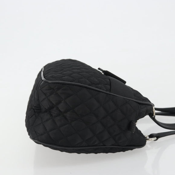 Salvatore Ferragamo Hand Bag Nylon Black Silver Auth gh2165A