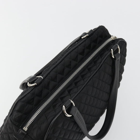 Salvatore Ferragamo Hand Bag Nylon Black Silver Auth gh2165A